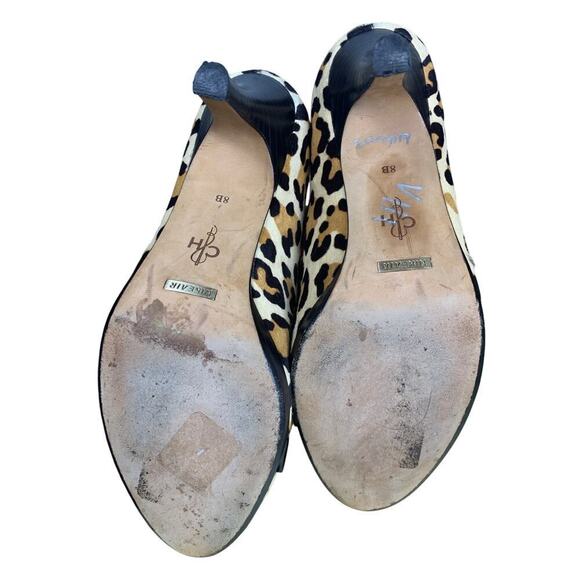Cole Haan Nike Air Leopard Print Calf Hair Peep-Toe Heels Size 8B - Picture 7 of 11